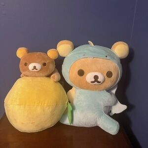 NWT Set of 2 16” Rilakkuma lemon and dinosaur plush
